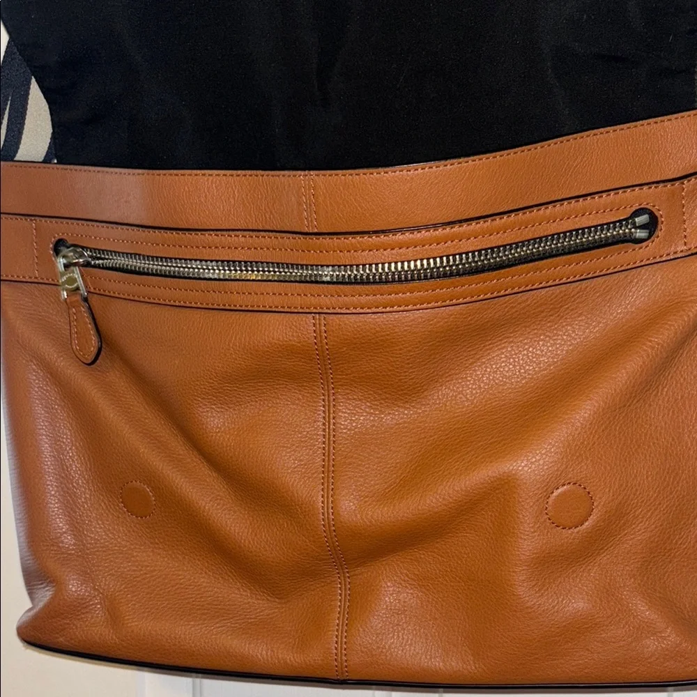Coach Heritage Brown Leather Messenger Bag with Adjustable Nylon Strap